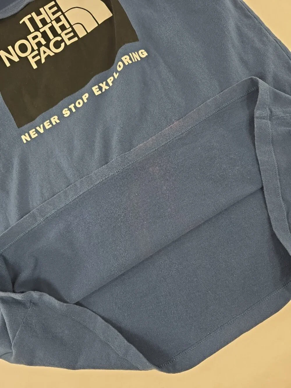 The North Face Blue long sleeve T-Shirt MEN'S SIZE LARGE COTTON -AS-IS- *STAINS*